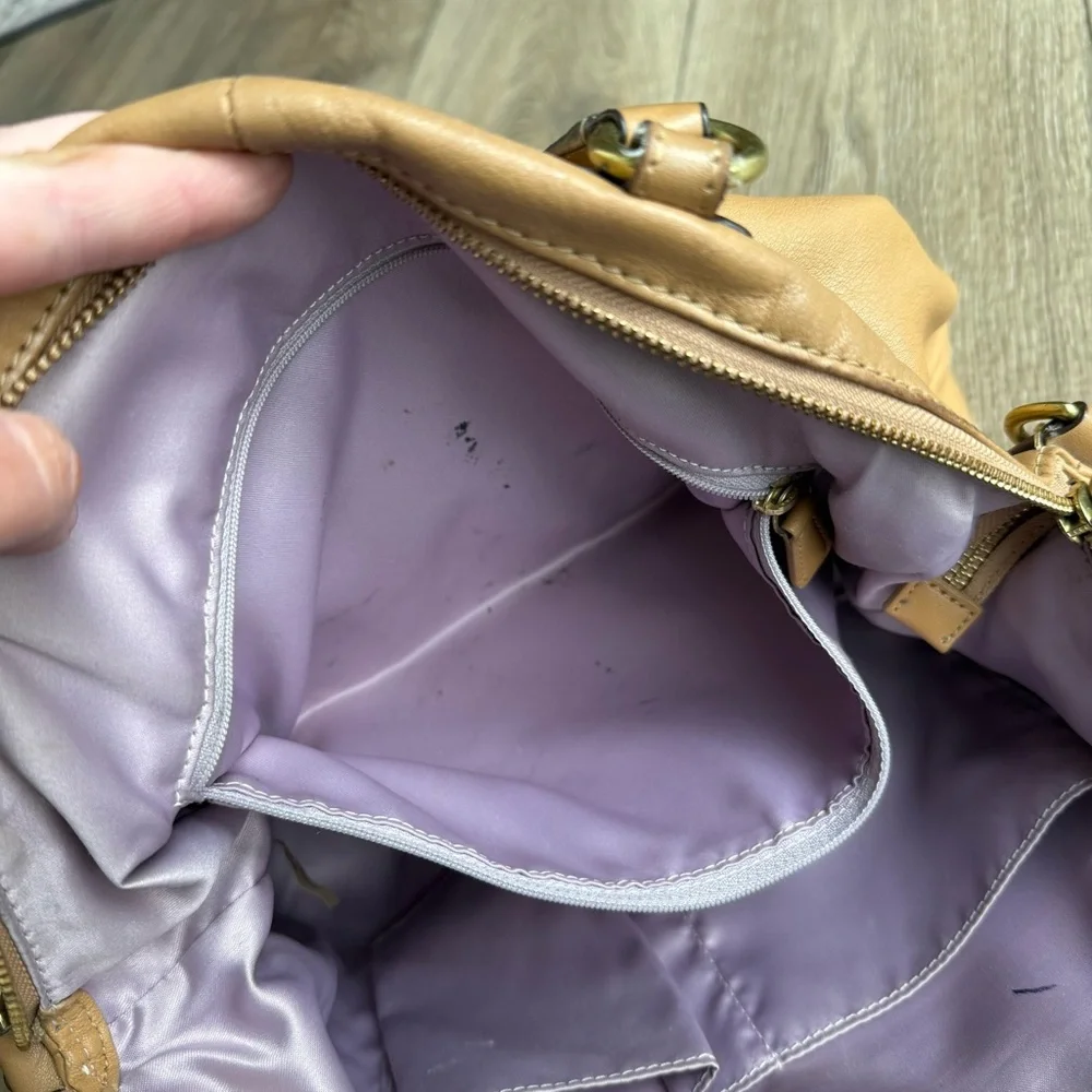 Coach Ashley heart satchel purse camel tan leather F23684